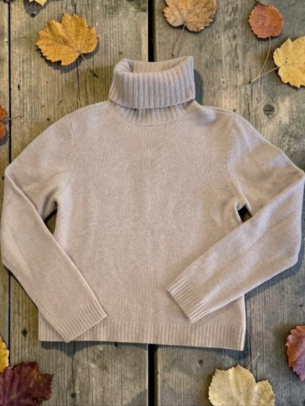 Ralph Lauren 100% Cashmere Turtleneck Sweater Tan Large Washable